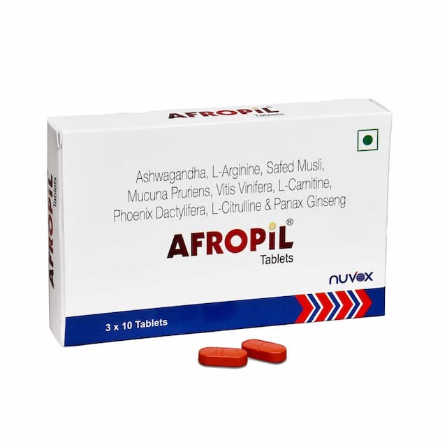 Nuvox Afropil 69 Formula For Stamina & Vitality, Ashwagandha 150 Mg, Safed Musli 75 Mg (3 X 10 Tablets)