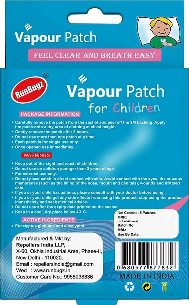Runbugz Vapour Patch For Children, 5 Patches (Pack Of 1)