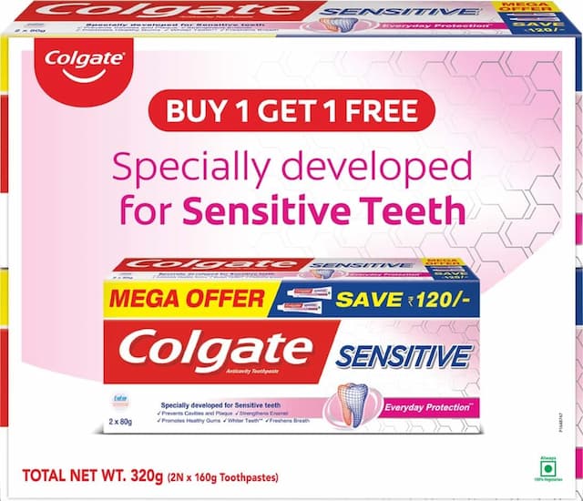 Colgate Sensitive Everyday Protection Toothpaste For Sensitivity Relief - 160 Gm (pack Of 2)