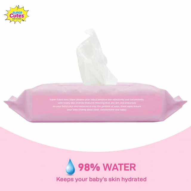 Super Cute'S Premium Soft Cleansing Baby Wipes With Aloe Vera And Paraben Free (72 W)