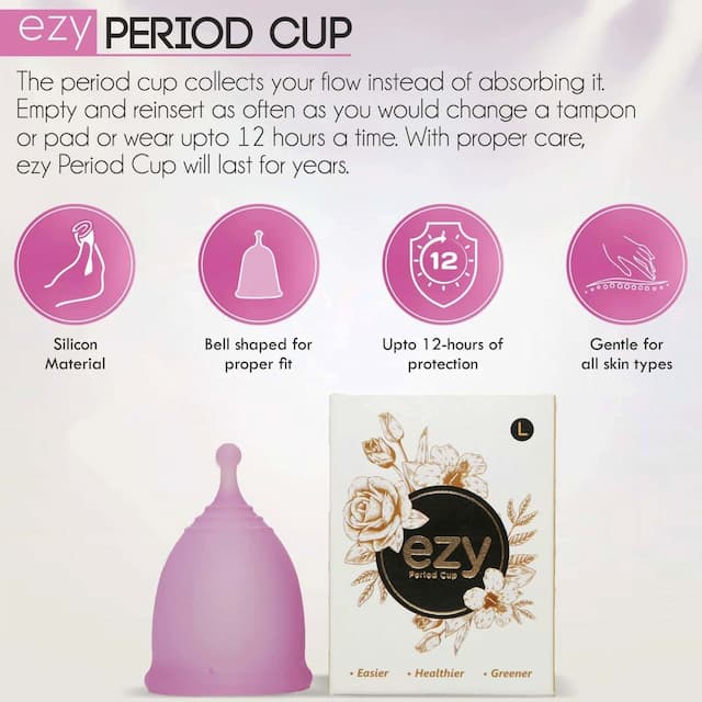 Ezy Menstrual Cup For Medium Or Heavy Flow, Post Child Birth, For Women Above 25 Years (Large)