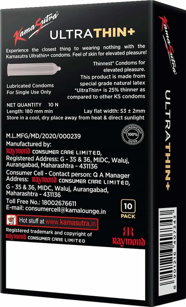 Kamasutra Ultra Thin+ Condoms For Men Pack Of 10