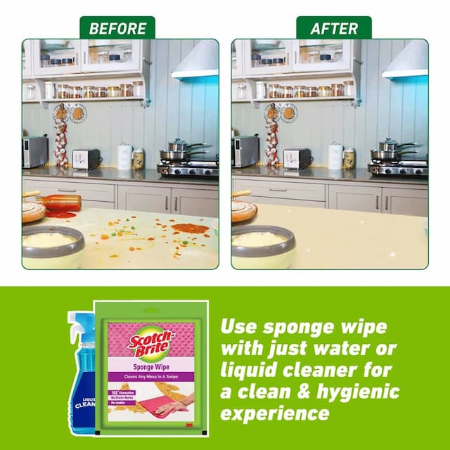 Scotch-Brite, Multi-Purpose, Easy To Use Kitchen Cleaning Sponge Wipe - 3 Pieces