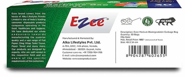 Ezee Bio-Degradable Medium Garbage Bags (19 X 21 Inches) - 30 Pcs