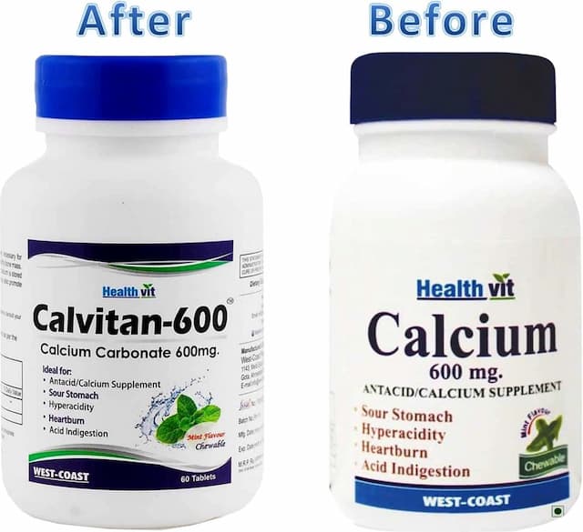 Healthvit Calvitan-600 Calcium 600mg For Bone Health - 60 Tablets