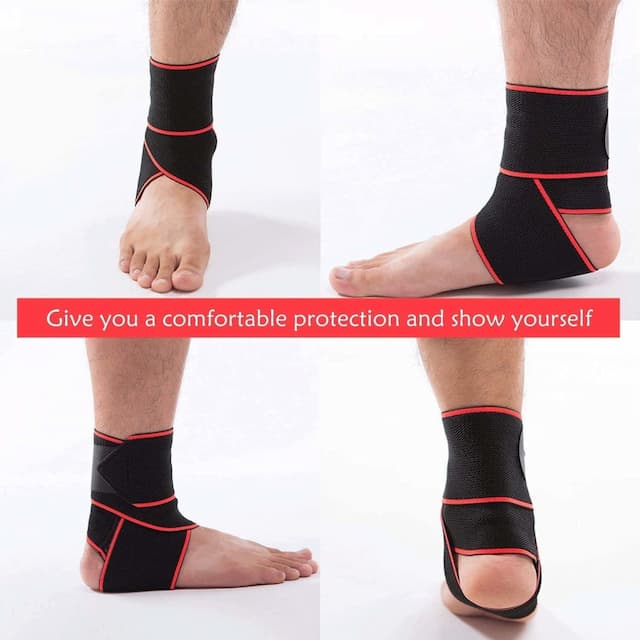 Skudgear Adjustable Ankle Support Compression Brace With Silicone Strips (Free Size)