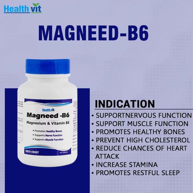 Healthvit High Absorption Magneed-B6 Magnesium & Vitamin B6 - 60 Tablets