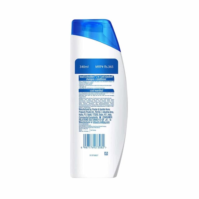 Head And Shoulders Anti Dandruff Cool Menthol 2-In-1 Shampoo + Conditioner 340 Ml
