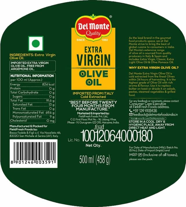 Del Monte Extra Virgin Olive Oil 500 Ml
