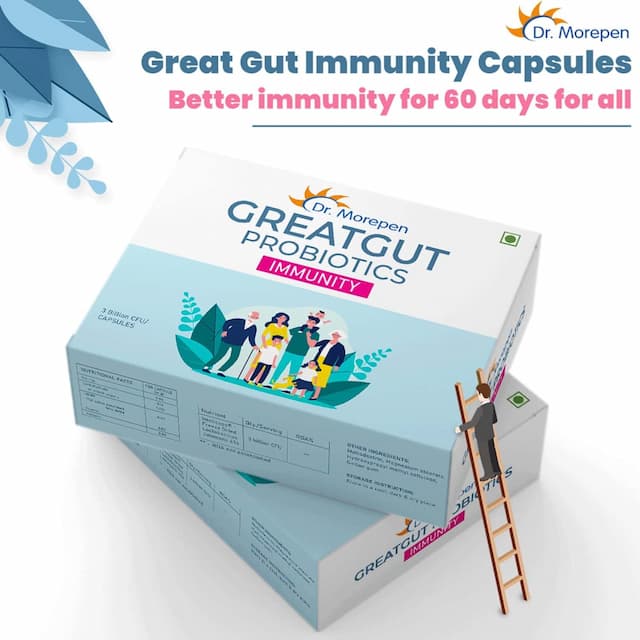 Dr. Morepen Greatgut Probiotics 3 Billion Cfus For Immunity - 14 Veg Capsules