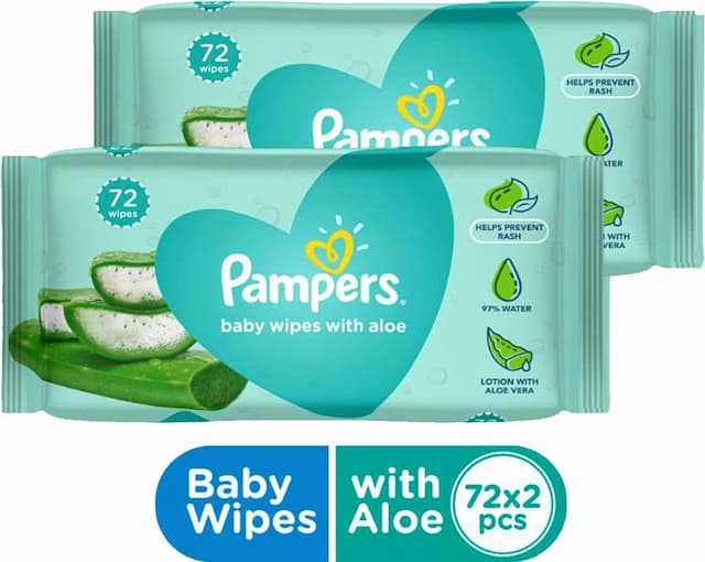 Pampers Baby Gentle Wet Wipes With Aloe, 97% Pure Water, 144 Count