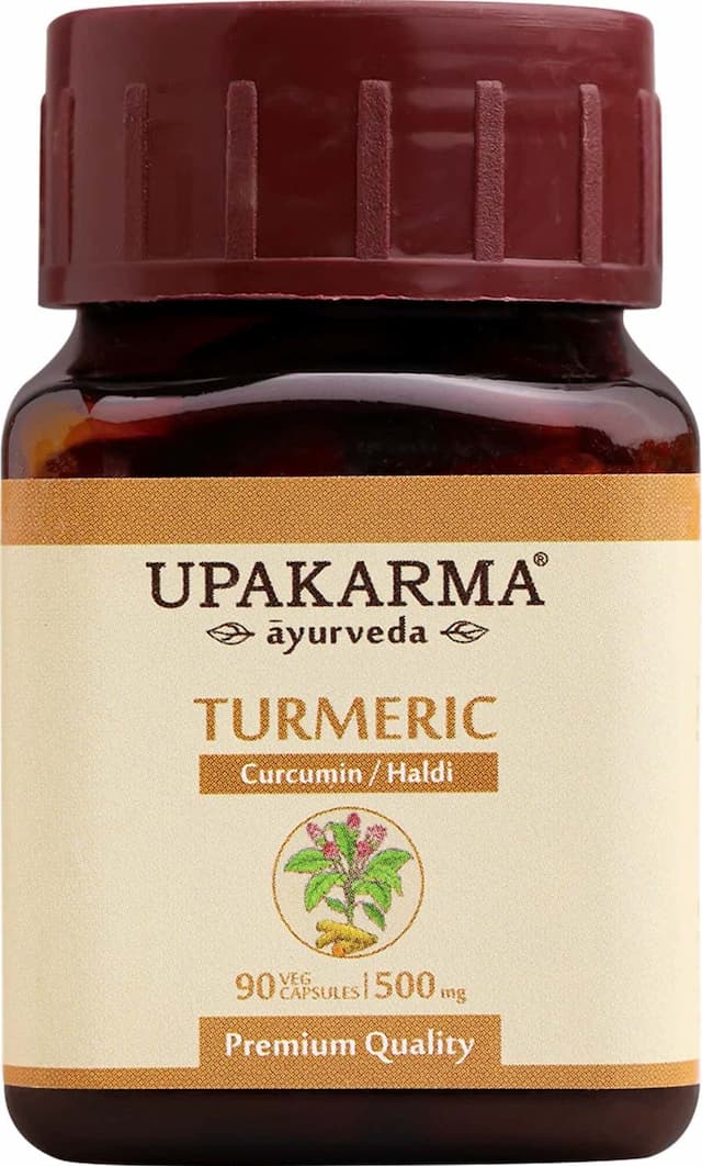 Upakarma Ayurveda Pure Herbs Turmeric | Curcumin | Haldi 500mg 90 Veggie Capsules