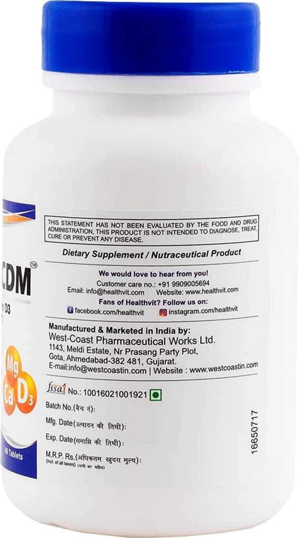 Healthvit Cal-Vitan-Cdm Calcium Vitamin D3 Magnesium - 60 Tablets ( Pack Of 2 )