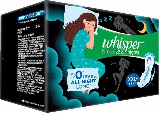 Whisper Bindazzz Nights Xxl Plus - 6 Pads