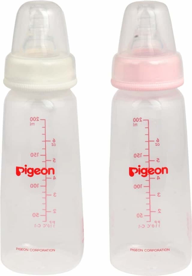 Pigeon Peristaltic Nursing Bottle Twin Pack Kpp 200ml (Pink & White) Nipple M