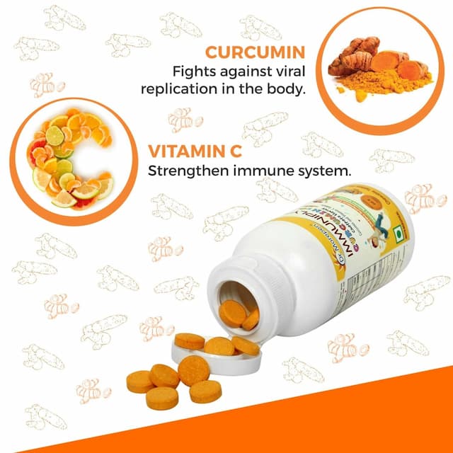 Dr. Morepen Immuniply Turmeric Curcumin Tablets, Vitamin C For Kids, Chewable Immunity Boost - 50g