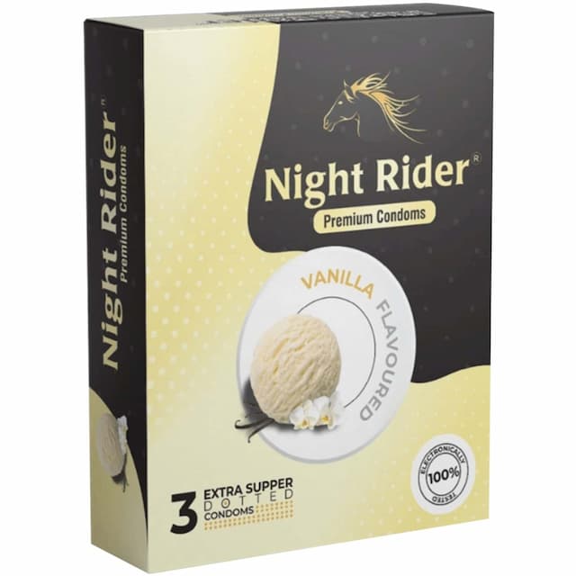 Night Rider Extra Super Dotted Condoms - 3 Piece (Vanilla Flavour)