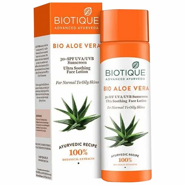 Biotique Bio Aloe Vera Face&Body Sun Lotion Spf30sunscreen For Normal To Oily Skin In The Sun 50ml