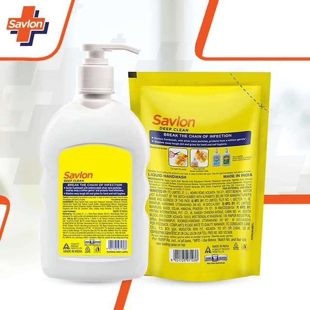 Savlon Deep Clean Germ Protection Liquid Handwash 200ml Pump + 175ml Refill