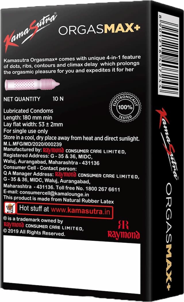 Kamasutra Orgasmax+ Condoms For Men Pack Of 10
