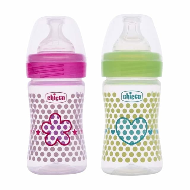 Chicco Bipack Well Being Feeding Bottle 150ml Pink Green