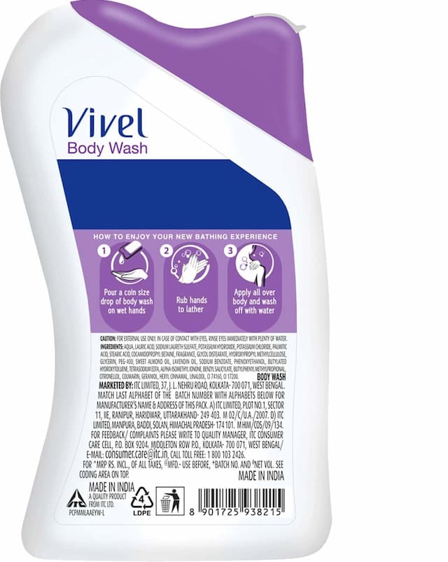 Vivel Body Wash - Lavender, Almond Oil- 100 Ml