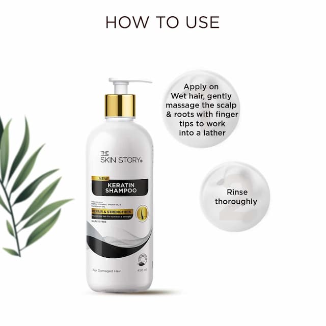 The Skin Story Sulfate Free Keratin Shampoo, For Damaged Hair, 450ml