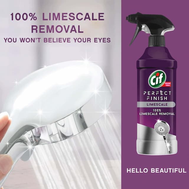 Cif Perfect Finish Limescale Remover Spray 100% Effective On Shower, Sinks, Taps And Tiles, 435ml