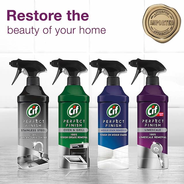 Cif Perfect Finish Limescale Remover Spray 100% Effective On Shower, Sinks, Taps And Tiles, 435ml