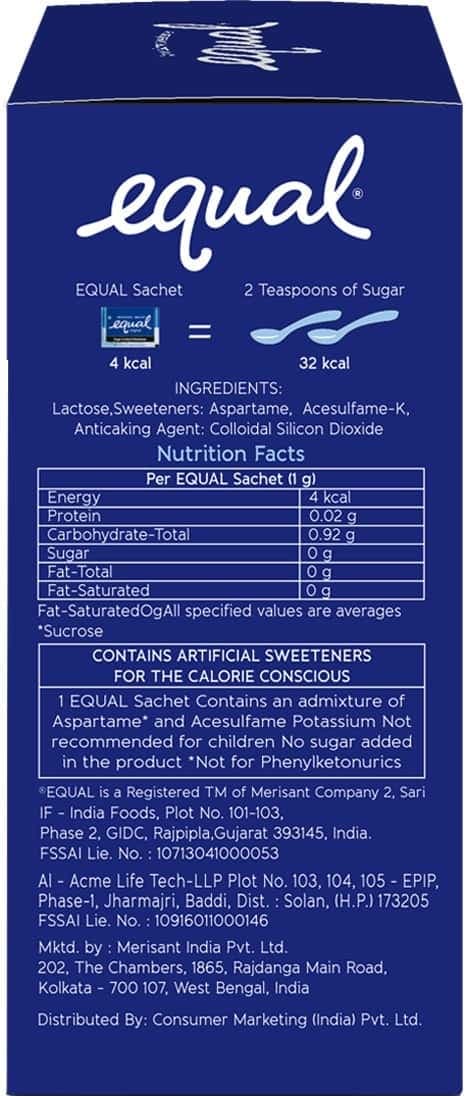 Equal Sweetener Sugar Free Sugar Control - 50 Sachets