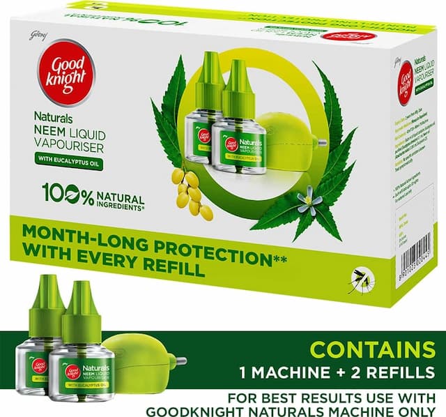 Godrej Good Knight Naturals Neem Liquid Vapouriser Combo Pack - Machine With 2 Refill