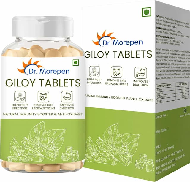 Dr. Morepen Giloy Tablets, Ayurvedic Digestion & Immunity Booster - 60