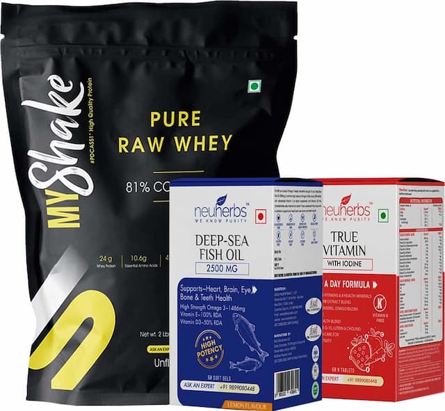Neuherbs Special Fitness Stack Combo(whey Protein 2lbs, Fish Oil 60 Softgels, True Vitamin 60 Tabs)