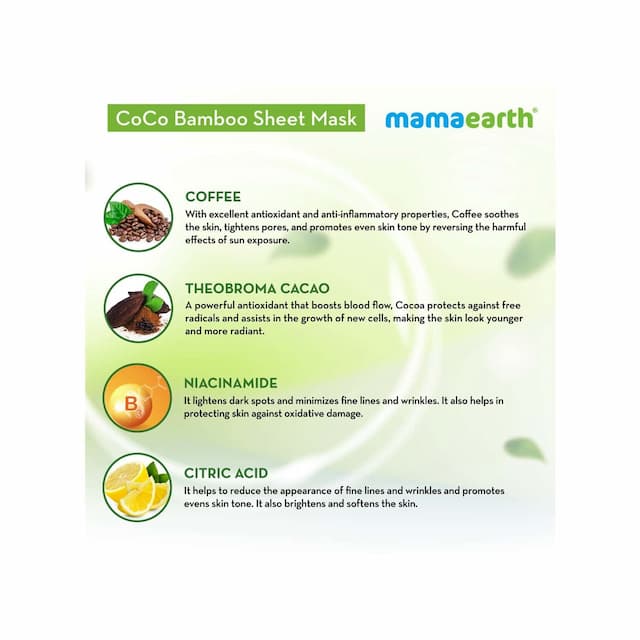 Mamaearth Coco Bamboo Sheet Mask With Coffee & Cocoa For Skin Awakening 25 G