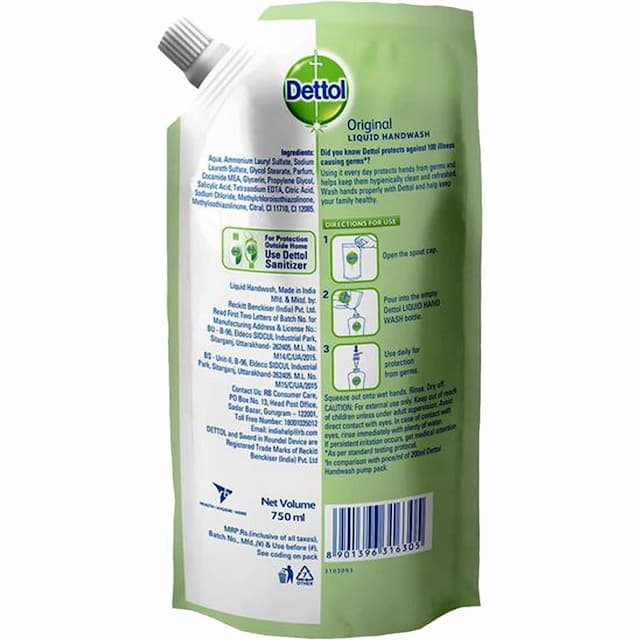 Dettol Skin Care Hand Wash Pouch 750 Ml