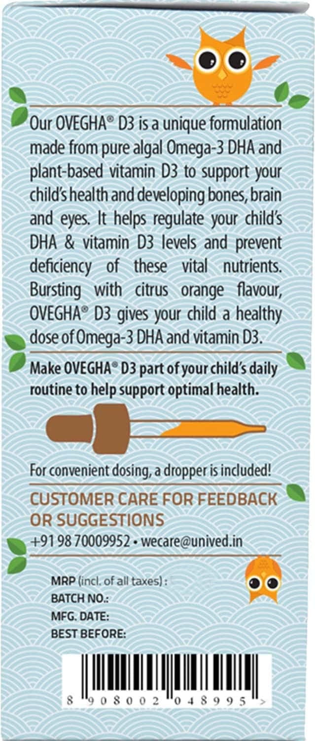 Unived Ovegha D3 Kids Natural Orange Flavour Kids 30 Servings -20ml