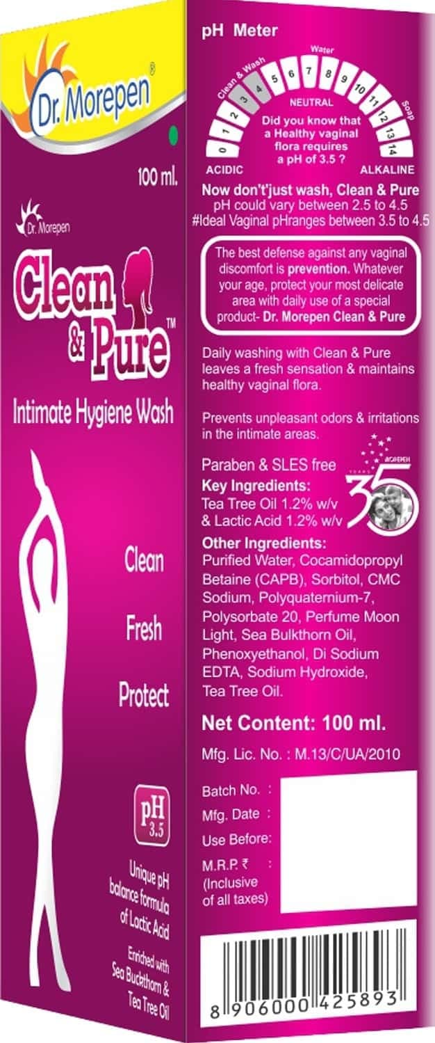 Dr. Morepen Clean & Pure Intimate Hygiene Wash With Tea Tree Oil & Sea Buckthorn - 100ml