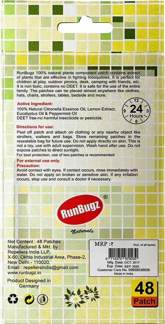 Runbugz Mosquito Repellent Patches (Pack Of 48)- Green