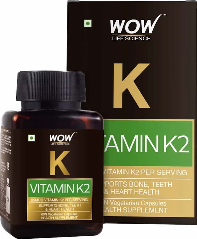 Wow Life Science Vitamin K2 Capsules - 55mcg - 60 Vegetarian Capsules