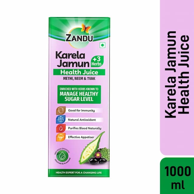 Zandu Karela Jamun + 3 Herbs Health Juice - 1000 Ml