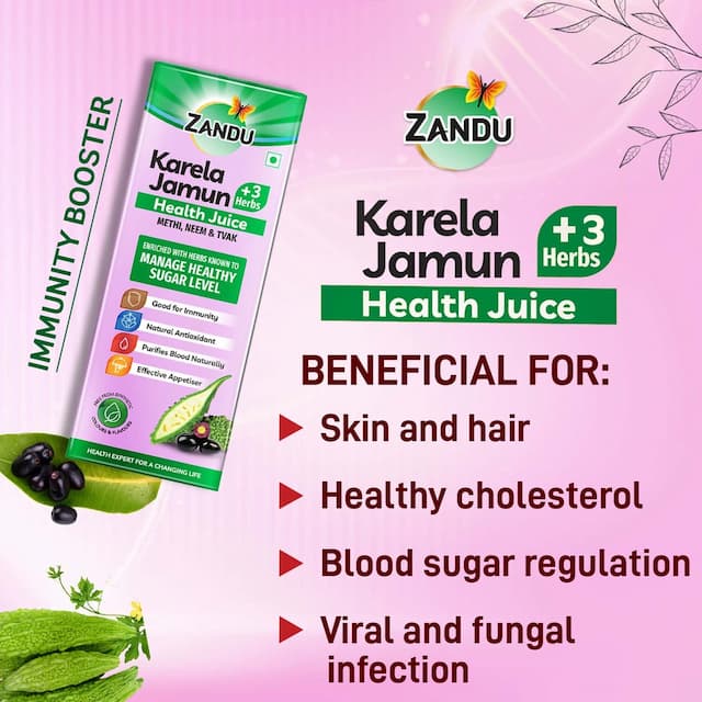 Zandu Karela Jamun + 3 Herbs Health Juice - 1000 Ml