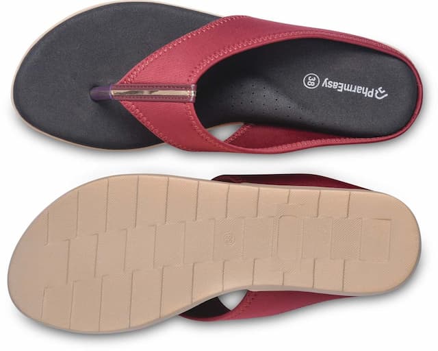 Pharmeasy Diabetic & Orthopedic Women Slippers (Fahion Range-1) Cherry Color, Size 8