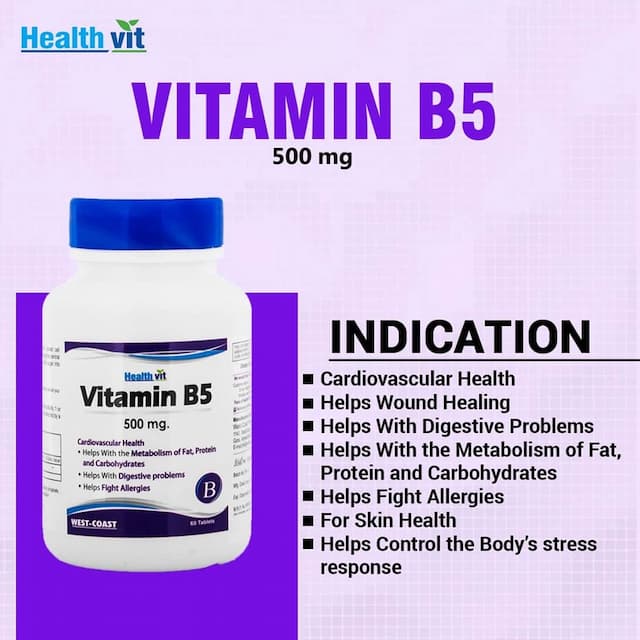 Healthvit Vitamin B5 ( Calcium Pantothenate ) 500mg - 60 Capsules
