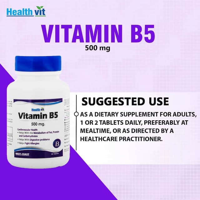 Healthvit Vitamin B5 ( Calcium Pantothenate ) 500mg - 60 Capsules