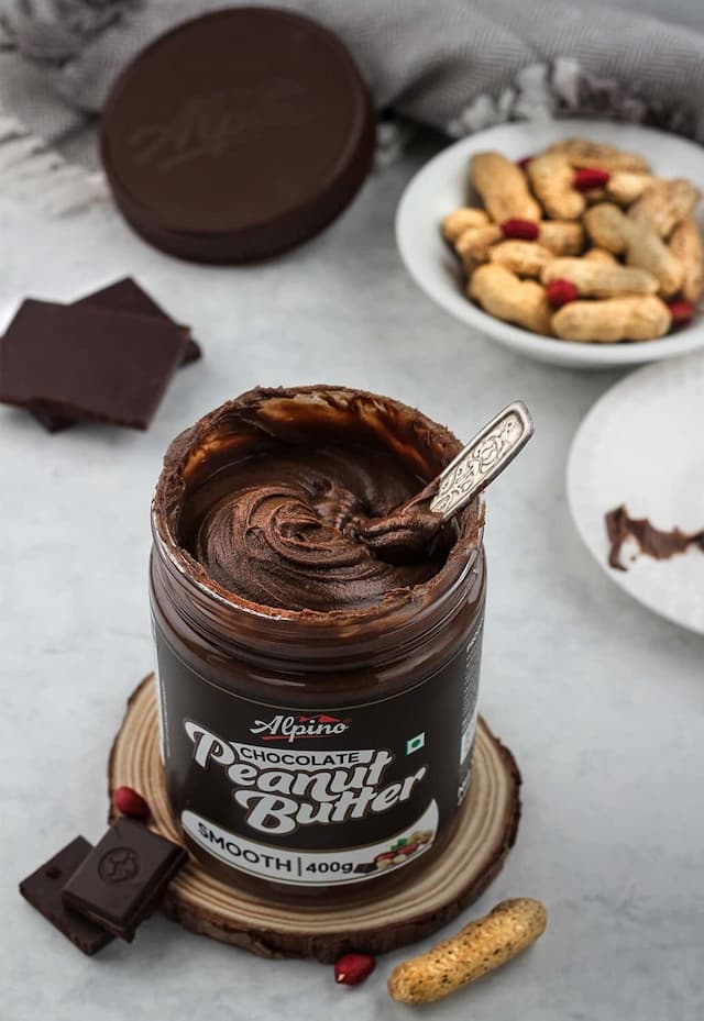 Alpino Chocolate Peanut Butter Smooth 1 Kg Jar|Creamy | 19% High Protein Peanut Butter | Vegan