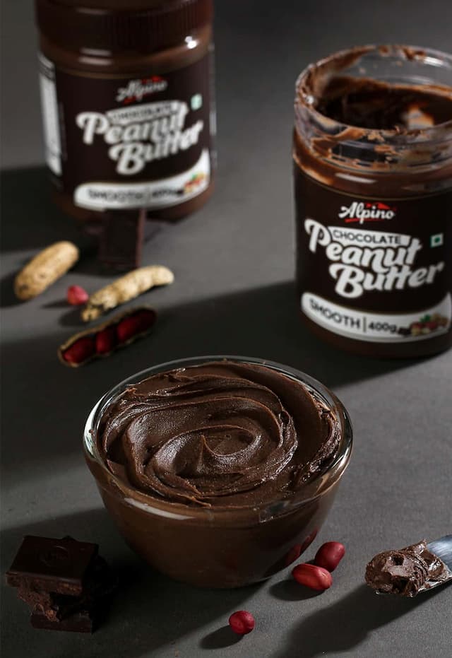 Alpino Chocolate Peanut Butter Smooth 1 Kg Jar|Creamy | 19% High Protein Peanut Butter | Vegan