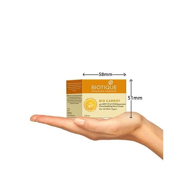 Biotique Bio Carrot 40+Spf Uva/Uvb Sunscreen Ultra Soothing Face Cream For All Skin Type 50 Gm