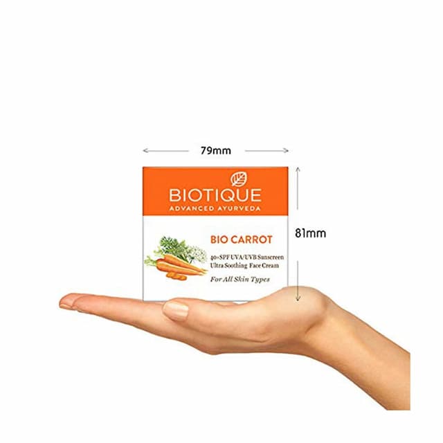 Biotique Bio Carrot 40+Spf Uva/Uvb Sunscreen Ultra Soothing Face Cream For All Skin Type 50 Gm