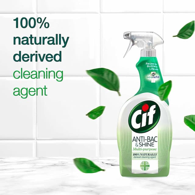 Cif Antibacterial & Shine Multipurpose Spray, Kills 99.9% Germs Without Bleach,700ml