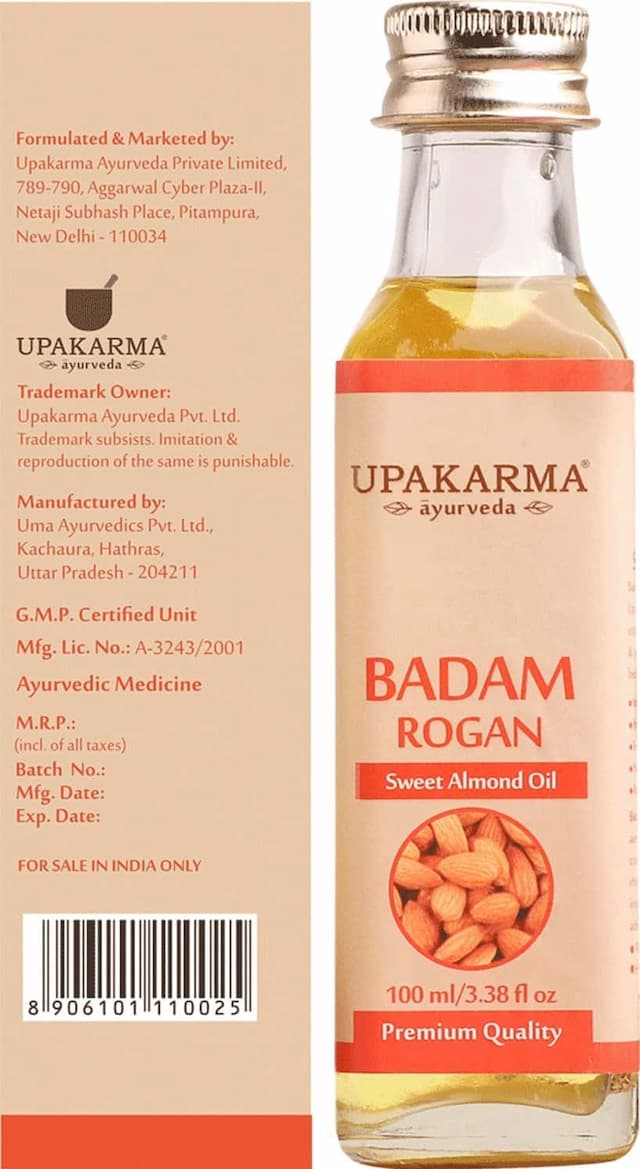 Upakarma Ayurveda Badam Rogan Sweet Almond Oil 100 Ml